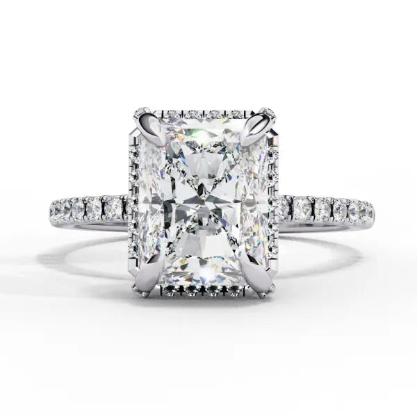 Radiant Modern Halo Engagement Ring