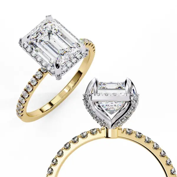 Emerald Halo with Pave Engagement ring