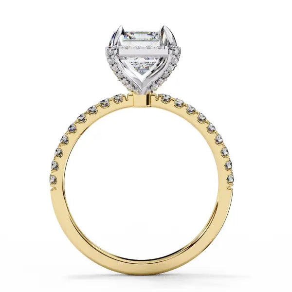 Emerald Halo with Pave Engagement ring