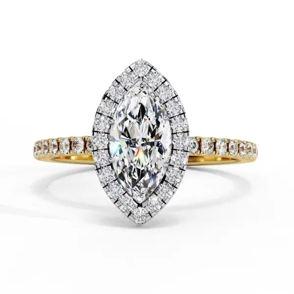 Marquise Halo With Pave Band Engagement Ring