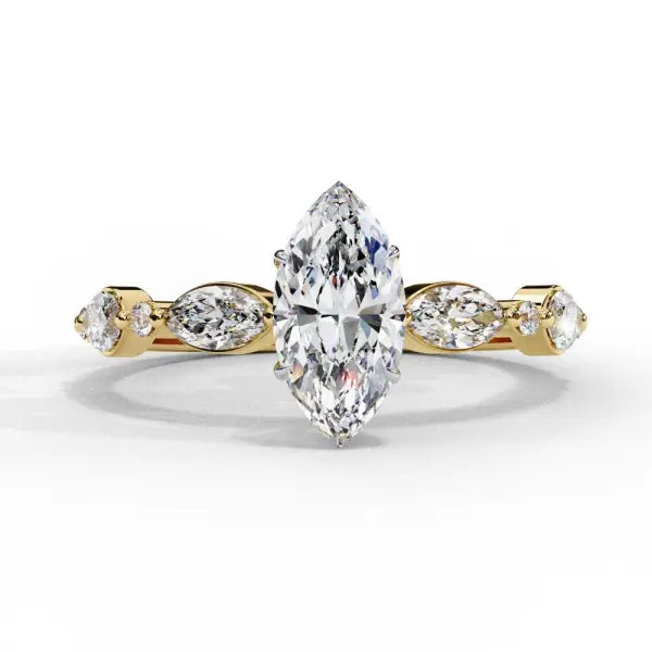 Marquise Solitaire With Accent Engagement Ring