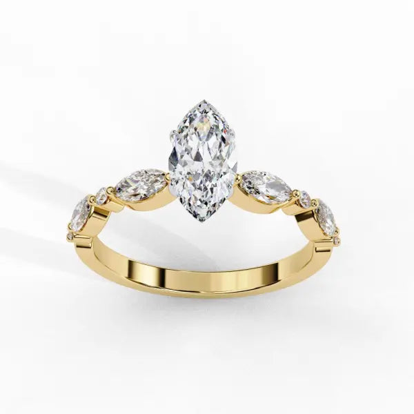 Marquise Solitaire With Accent Engagement Ring