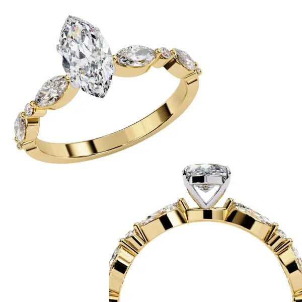 Marquise Solitaire With Accent Engagement Ring