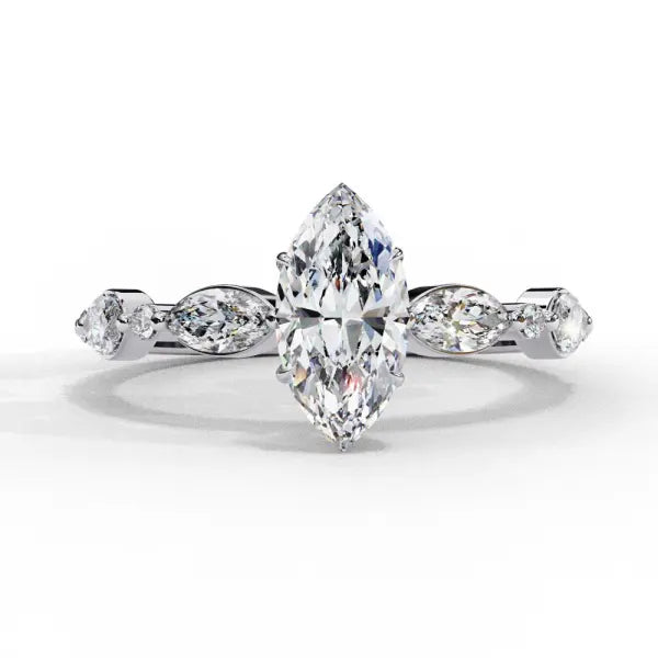 Marquise Solitaire With Accent Engagement Ring