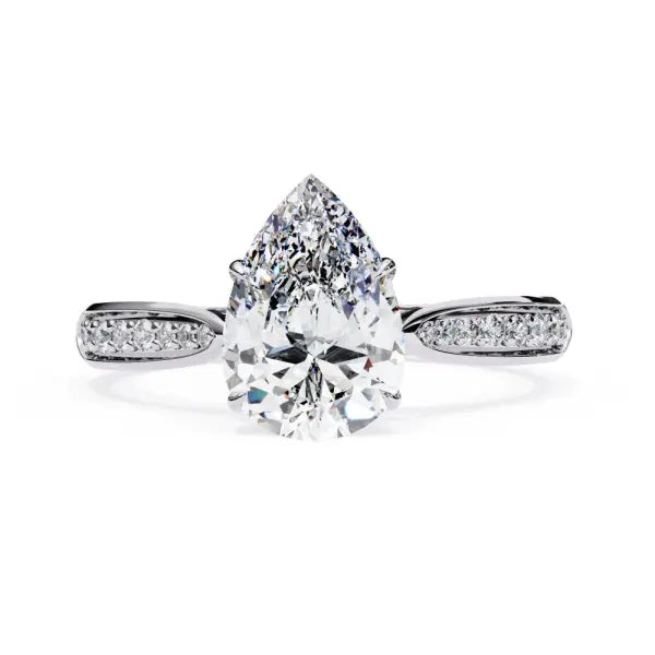 Pear Hidden Accent With Pointer Band Engagement Ring