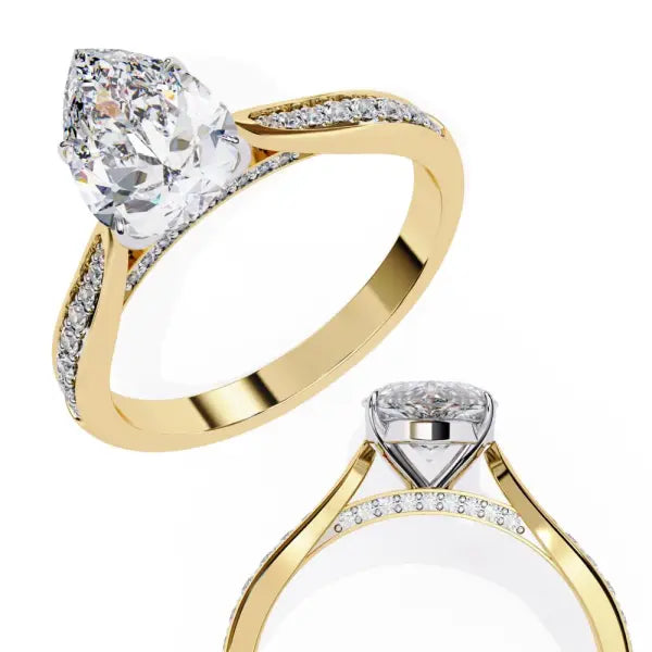 Pear Hidden Accent With Pointer Band Engagement Ring