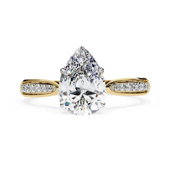 Pear Hidden Accent With Pointer Band Engagement Ring