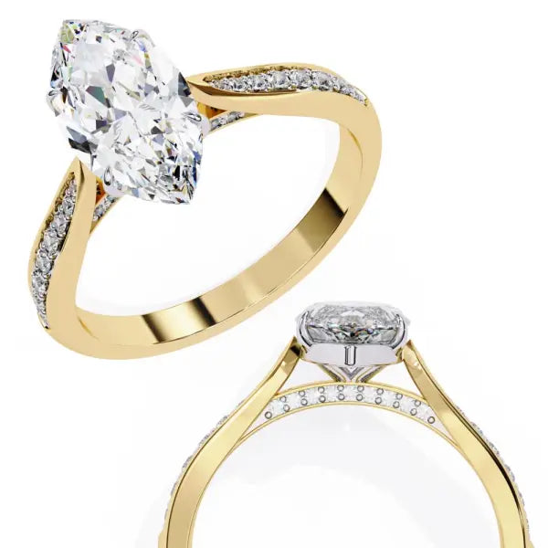 Marquise Hidden Accent with Pointer Band Engagement Ring
