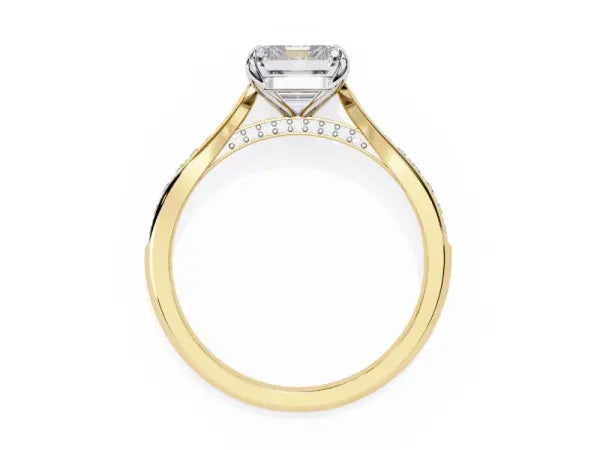 Emerald Hidden Accent with Pointer Band Engagement Ring