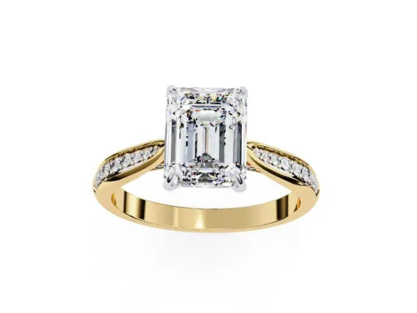 Emerald Hidden Accent with Pointer Band Engagement Ring