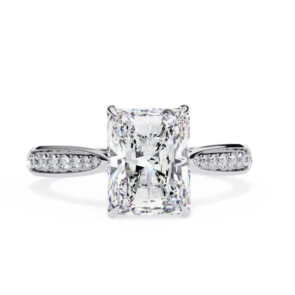 Radiant Hidden Accent With Pointer Band Engagement Ring