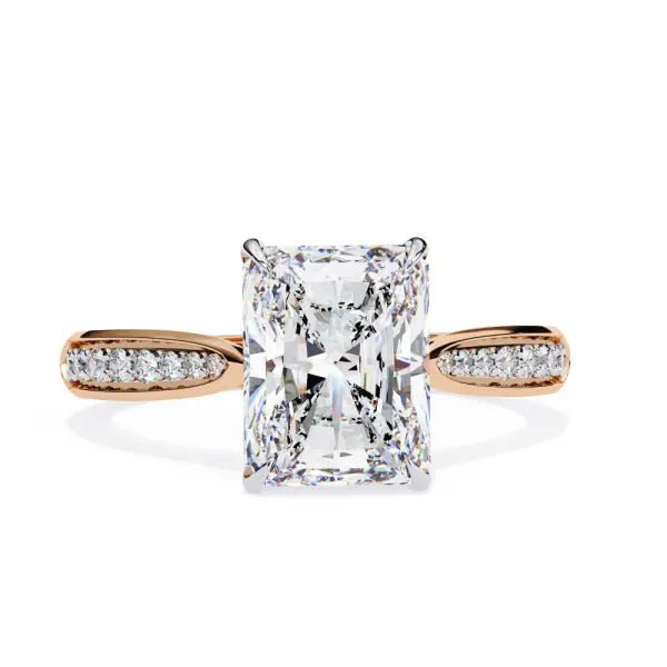 Radiant Hidden Accent With Pointer Band Engagement Ring