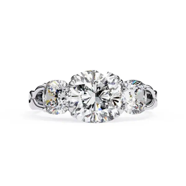 Cushion Three Stone With Twisted Shank Engagement Ring