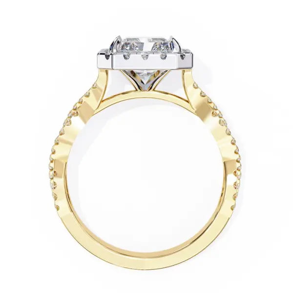 Radiant Halo With Twisted Shank Engagement Ring