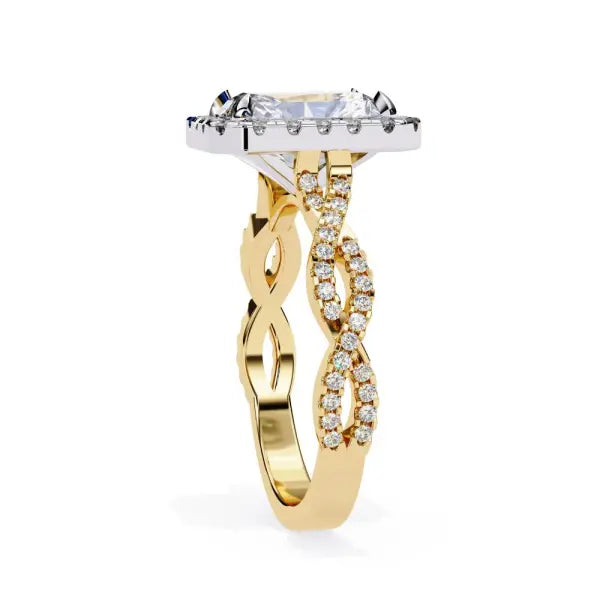 Radiant Halo With Twisted Shank Engagement Ring