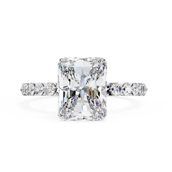 Radiant Solitaire With Shared Stone Engagement Ring