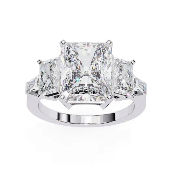 Radiant Three Stone With Euro Shank Engagement Ring