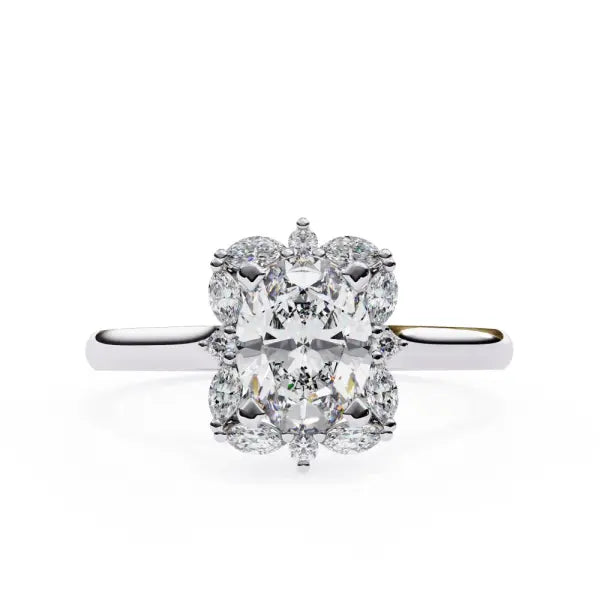 Oval with Unique Halo Engagement Ring