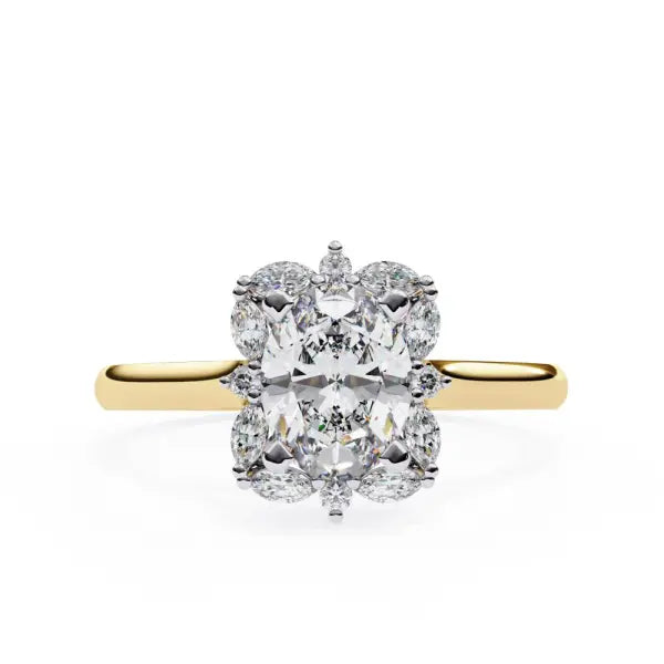 Oval with Unique Halo Engagement Ring