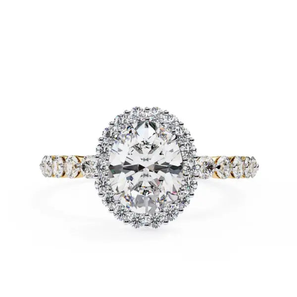Oval Halo with Shared Prong Band Engagement Ring