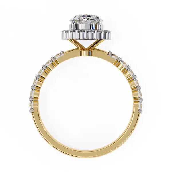 Oval Halo with Shared Prong Band Engagement Ring