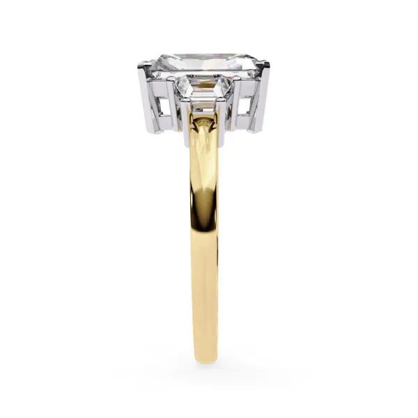 Radiant With Baguette Three Stone Engagement Ring