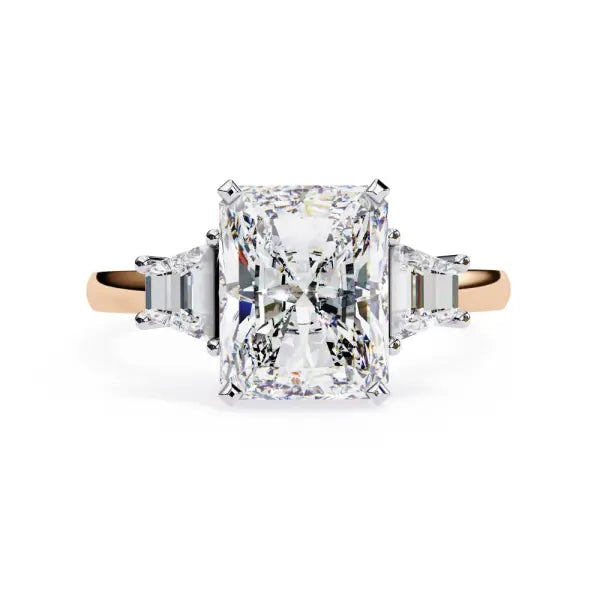 Radiant With Baguette Three Stone Engagement Ring