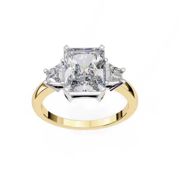 Radiant With Baguette Three Stone Engagement Ring