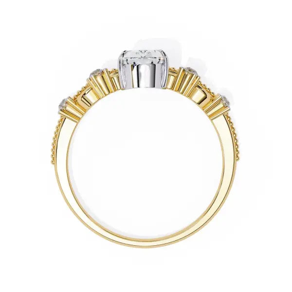 Pear Crown Inspired Chevon Shaped Engagement Ring