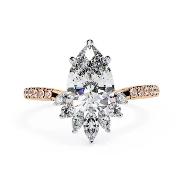 Pear Vintage Style With French Pave Engagement Ring