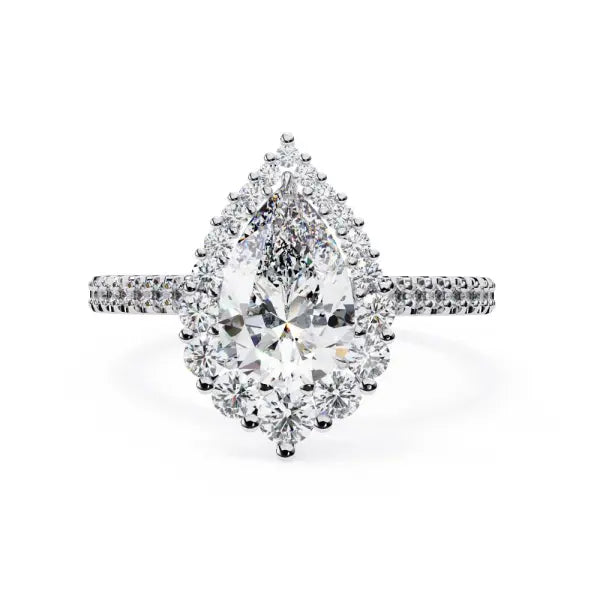 Pear Halo With French Pave Engagement Ring