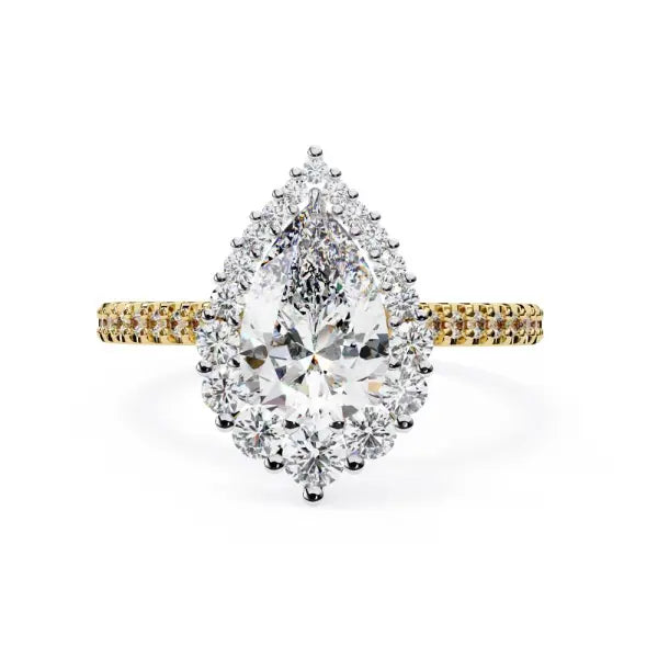 Pear Halo With French Pave Engagement Ring