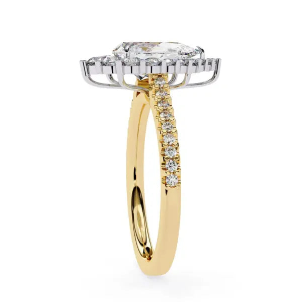 Pear Halo With French Pave Engagement Ring