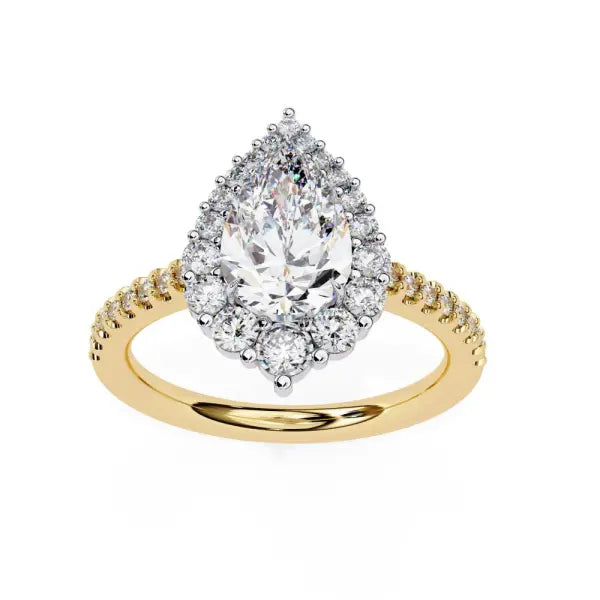 Pear Halo With French Pave Engagement Ring