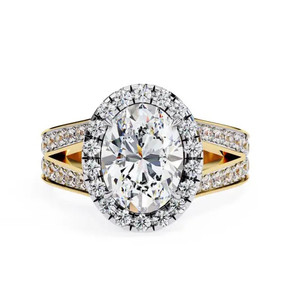 Oval Halo with Split Shank Engagement Ring