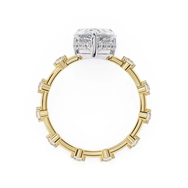 Pear Hidden Halo with Space Accent Engagement Ring