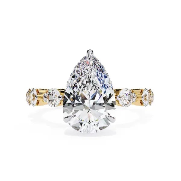 Pear Hidden Halo with Shared Prong Engagement Ring