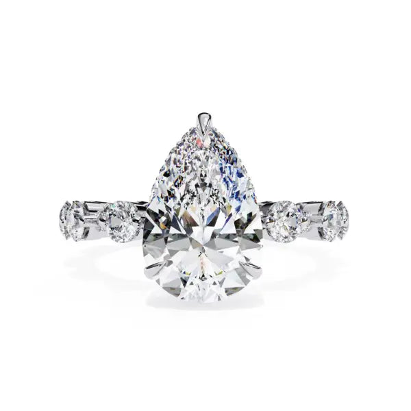 Pear Hidden Halo with Shared Prong Engagement Ring
