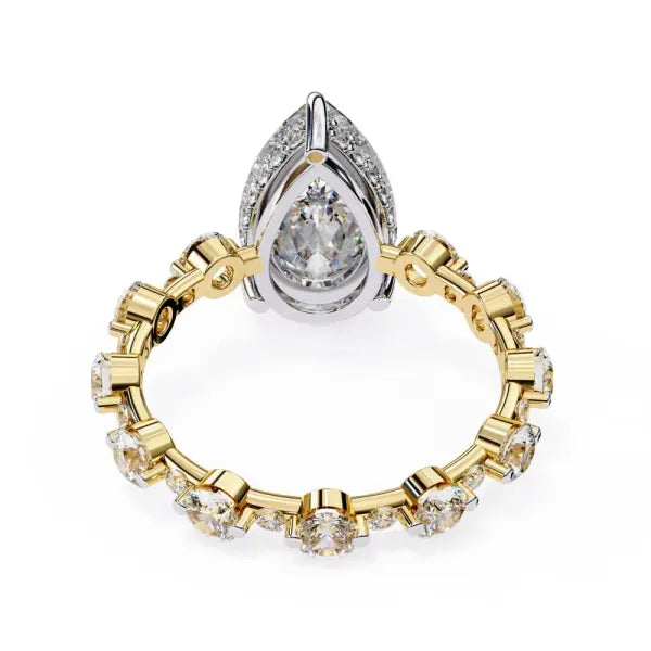 Pear Hidden Halo with Shared Prong Engagement Ring