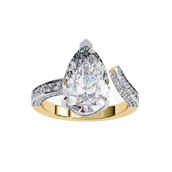Pear One Side Open With Micro Pave Band Engagement Ring