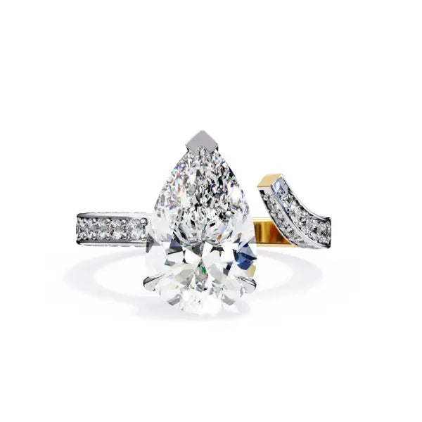 Pear One Side Open With Micro Pave Band Engagement Ring