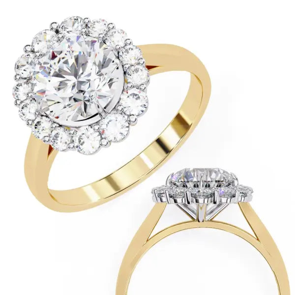 Round Halo with Cathedral Engagement Ring
