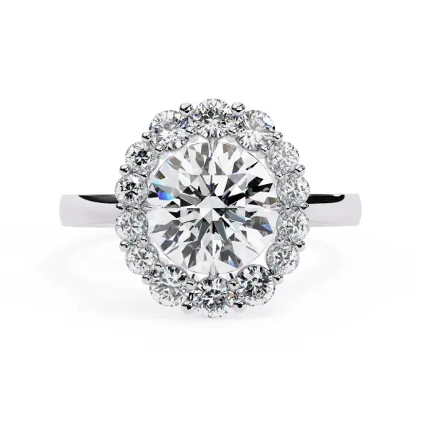 Round Halo with Cathedral Engagement Ring