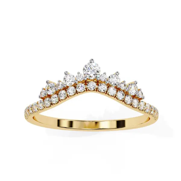 Chevron Crown Diamond Wedding Band