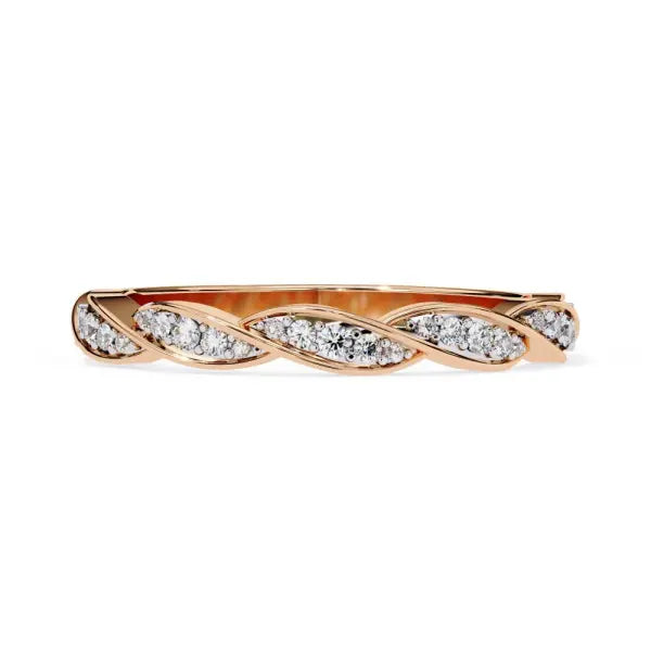 Multi Stone Dainty Twisted Wedding Band
