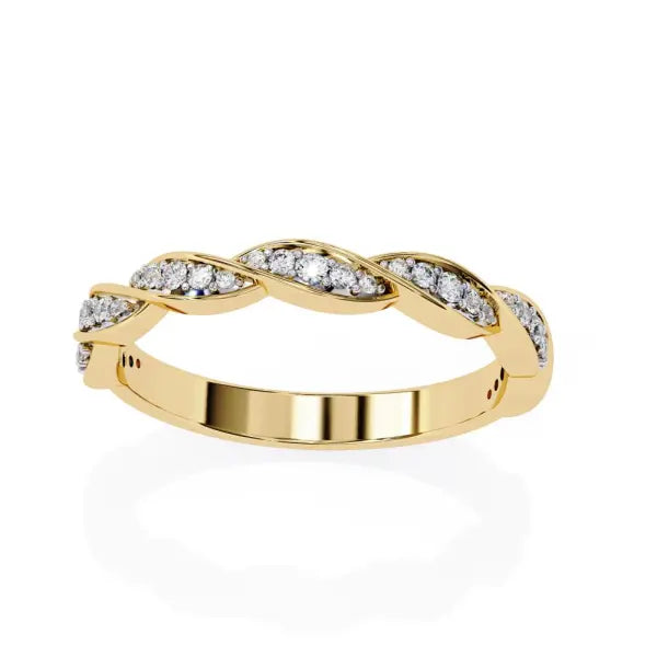 Multi Stone Dainty Twisted Wedding Band