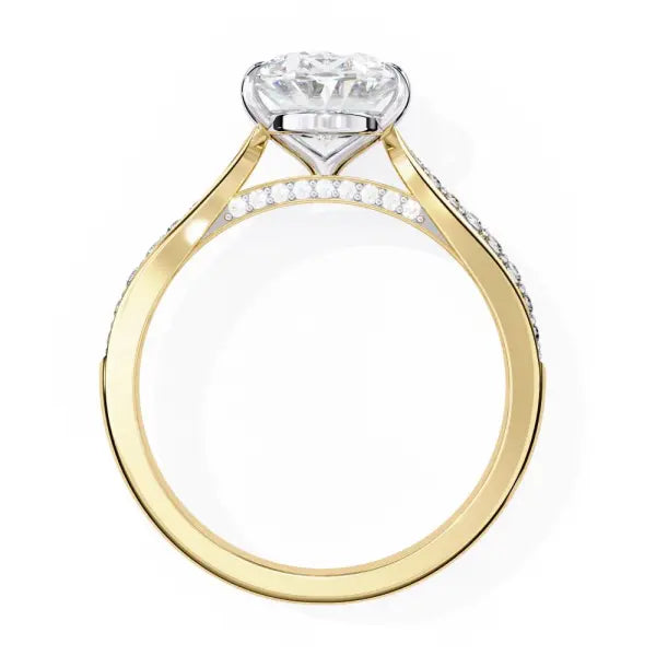 Oval Hidden Accent with Pointer Band Engagement ring