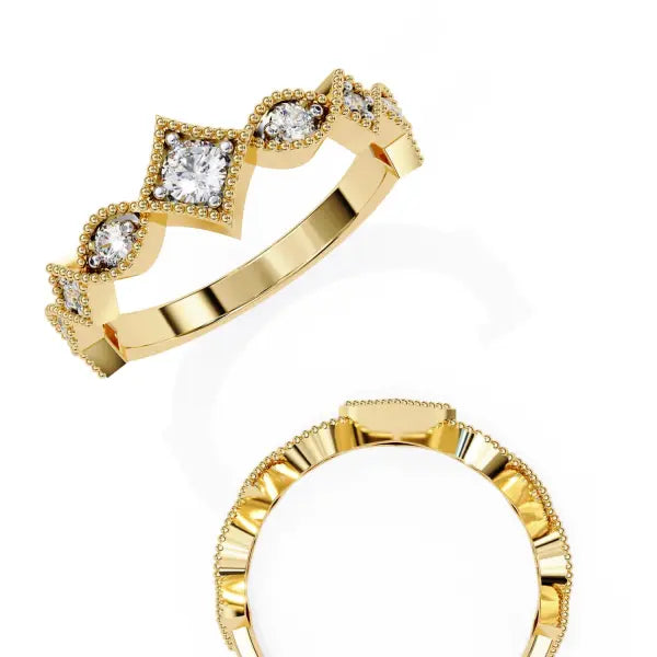 Round Half Milgrain Wedding Band