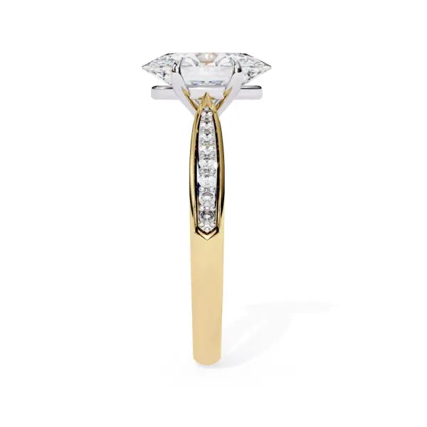 Oval Hidden Accent with Pointer Band Engagement ring