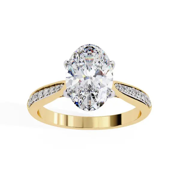 Oval Hidden Accent with Pointer Band Engagement ring